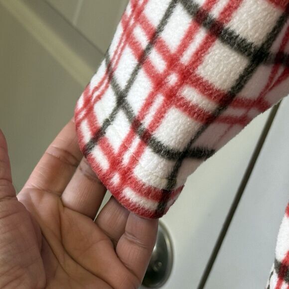 Lands End Womans Fleece Plus Size 18 Hoodie Red White Plaid 1/4 Zip Pullover # - Picture 5 of 10